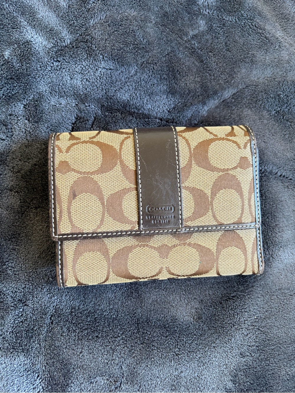 Coach Small Signature Canvas Wallet in Brown/Tan